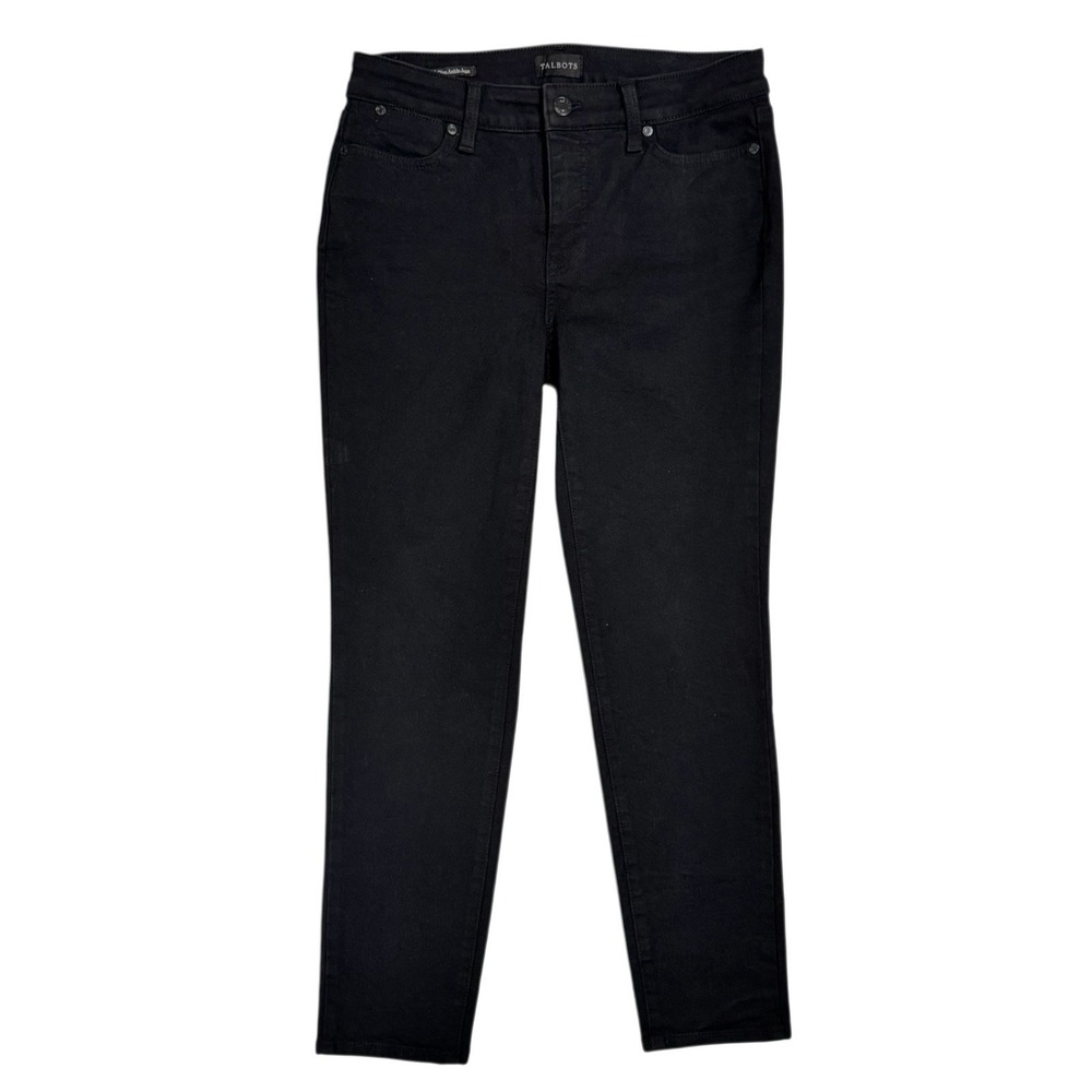 Talbots Black‎ Slim Leg Ankle Jeans Size 4 Petite Mid Rise Stretch Denim